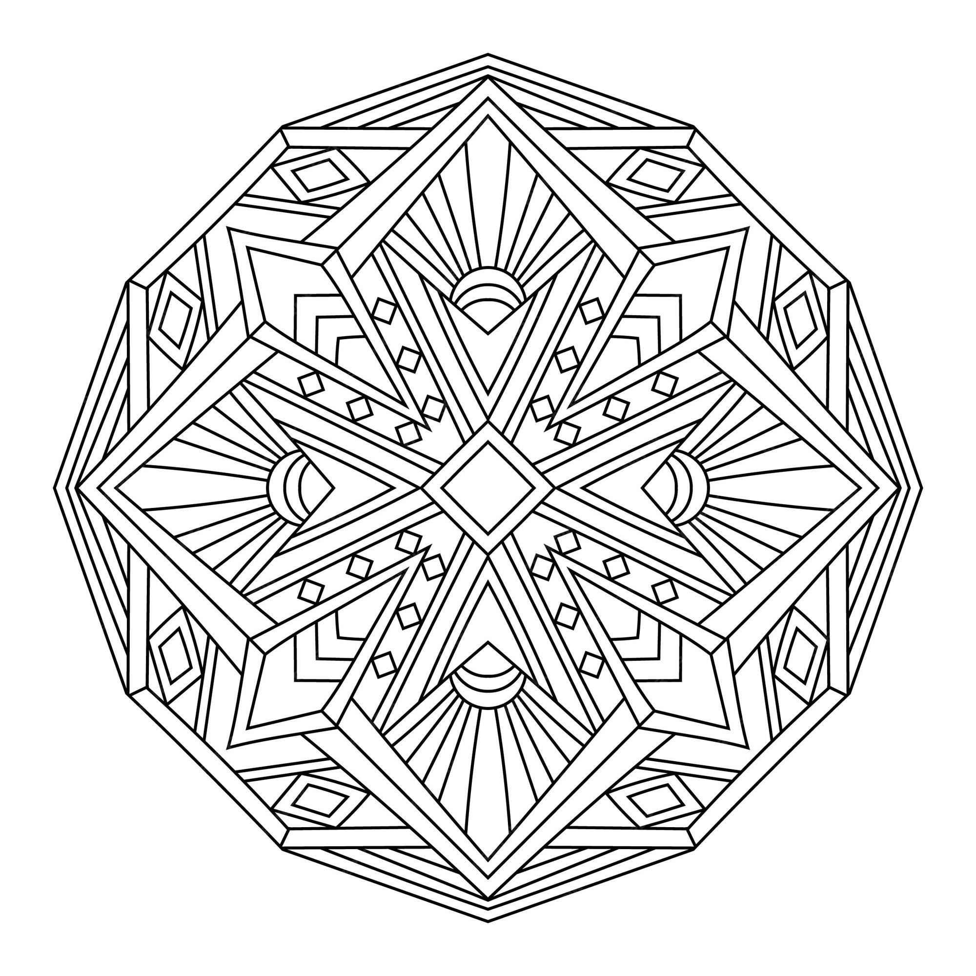 Premium vector geometric mandala vector line art pattern coloring page book