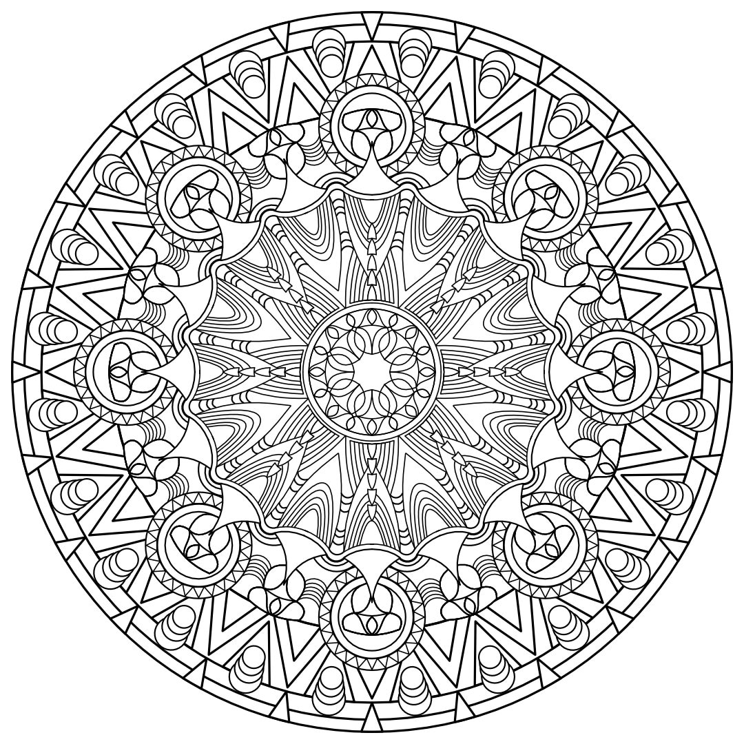 Geometric mandala ornate coloring pages printable pdf adult coloring madness coloring book no