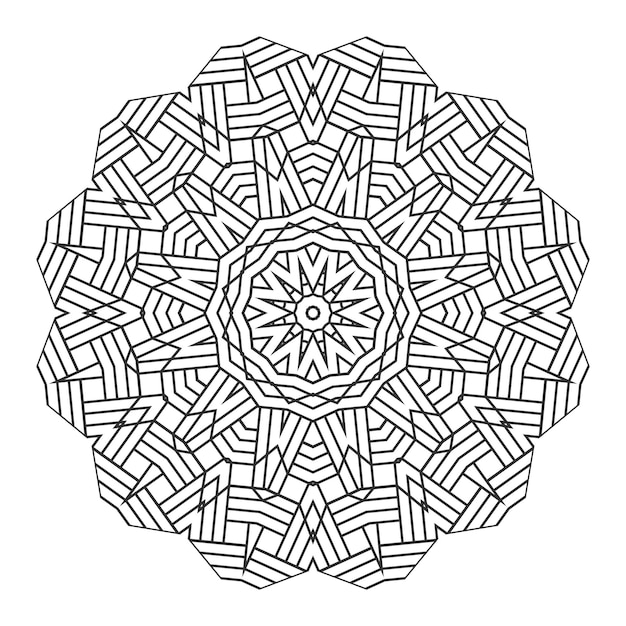Premium vector geometric mandala design for geometric coloring book detailed mandala design coloring page