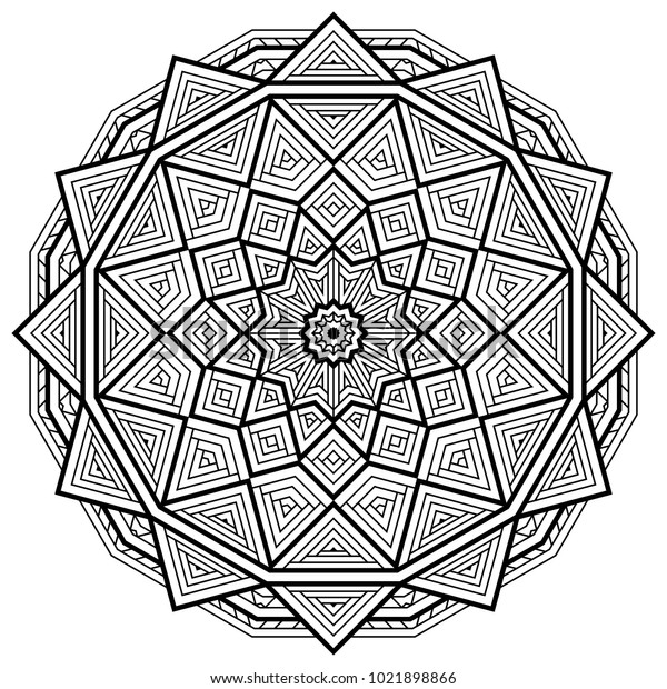 Geometric mandalas coloring book page zigzag stock vector royalty free