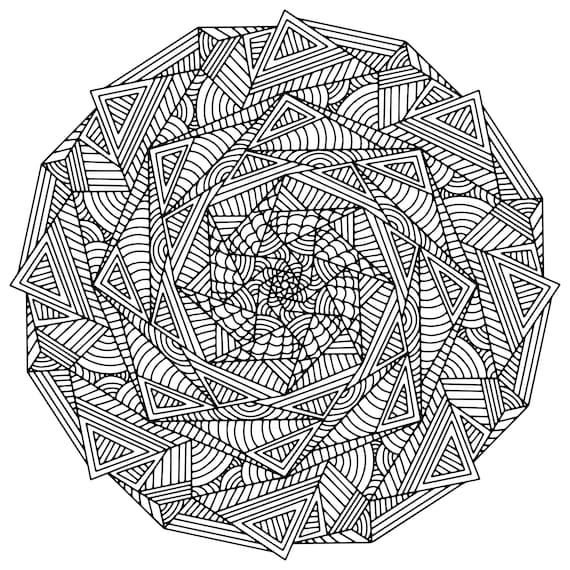 Geometric pattern mandala coloring book for adults pages