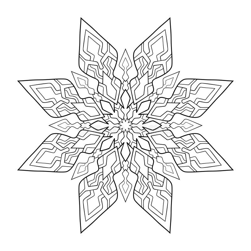 Winter mandala with geometric patterns on white isolated background stock vector