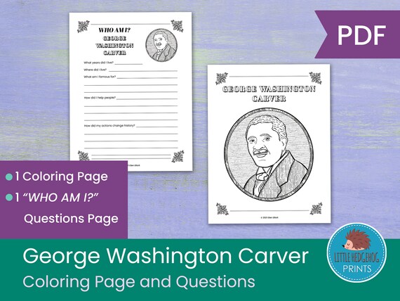 George washington carver coloring page and worksheets