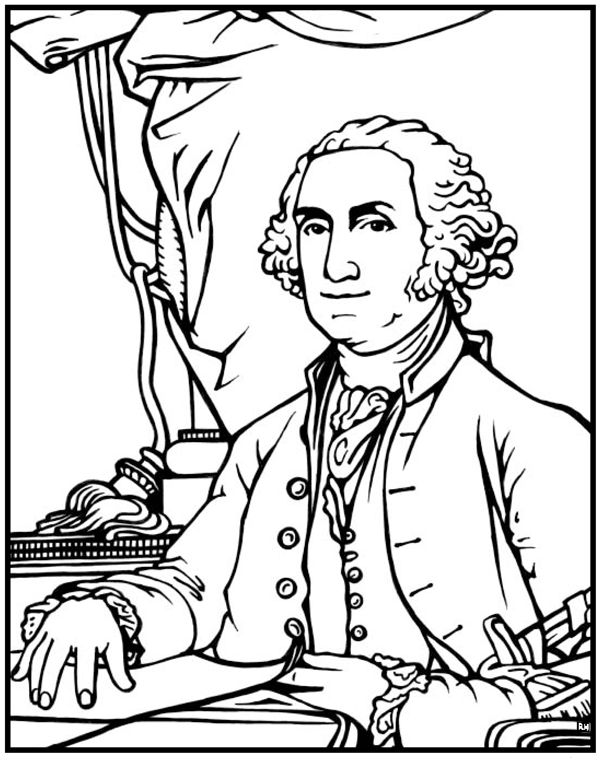 George washington coloring page purple kitty