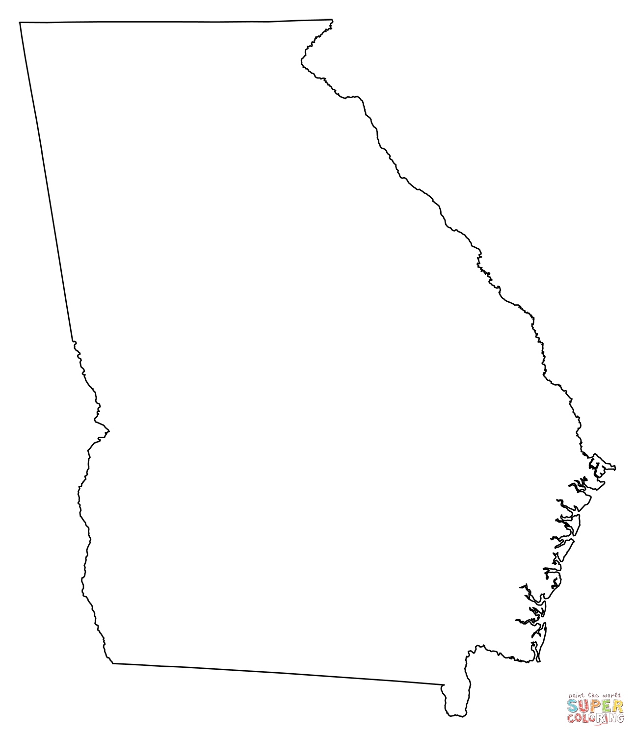 Outline map of georgia coloring page free printable coloring pages
