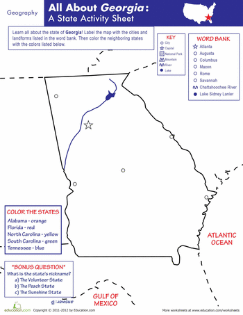 Georgia geography worksheet education geography worksheets middle school activities social studies middle school