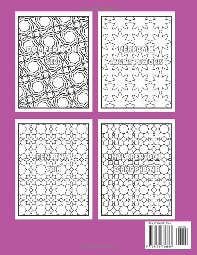 Pharmacy coloring book stress relief and relaxation for pharmacist geometric mandala designs patterns project pharm books