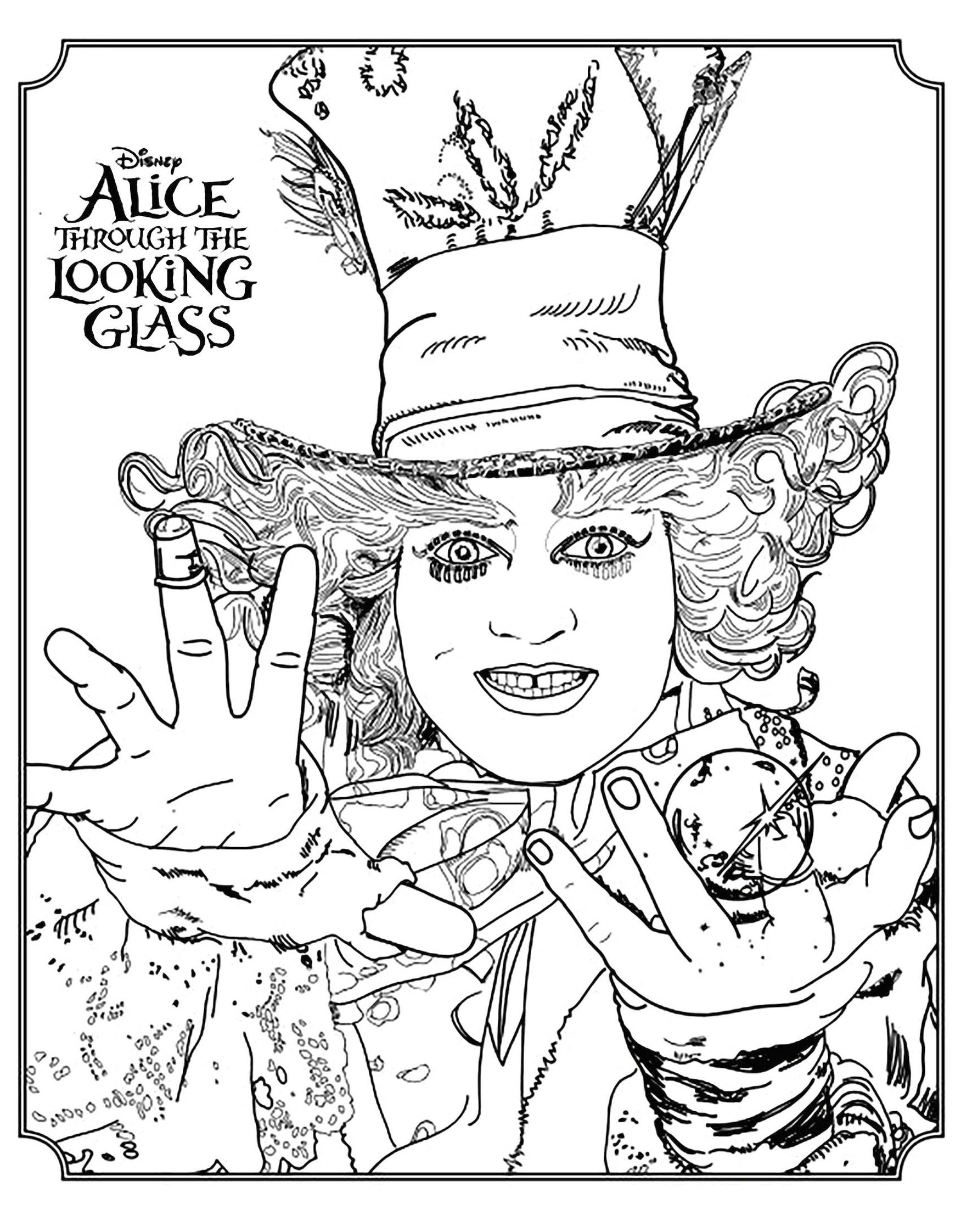 Get this adult coloring pages disney mad hatter from alice through the looking glass
