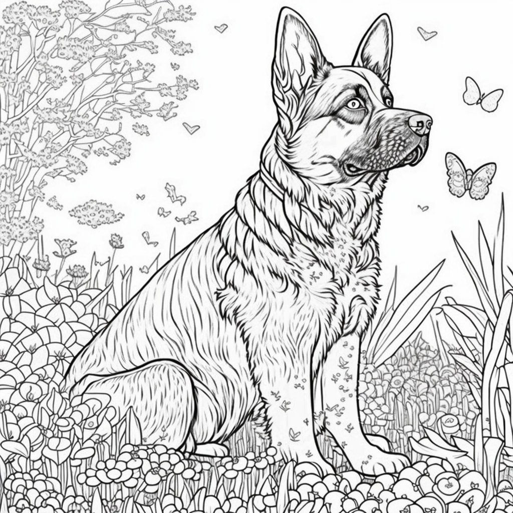 Sweet coloring sheet of a german shepherd german shepherds are known for being loyal and fierce this color sheet shows these traits