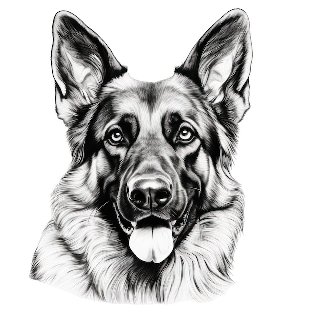 Premium ai image handdrawn clipart image of a german shepherd face for coloring book on white background ai generated