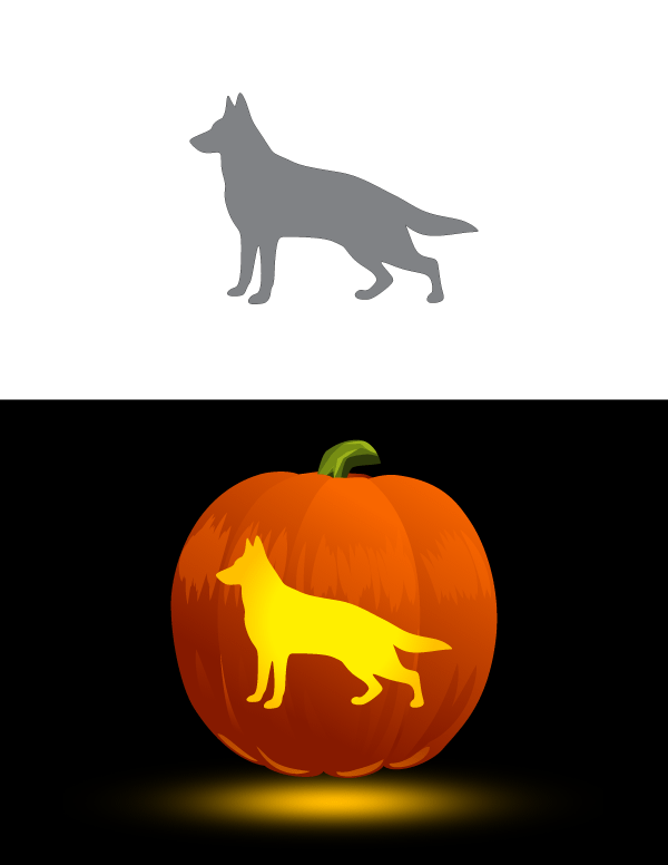 Printable german shepherd pumpkin stencil