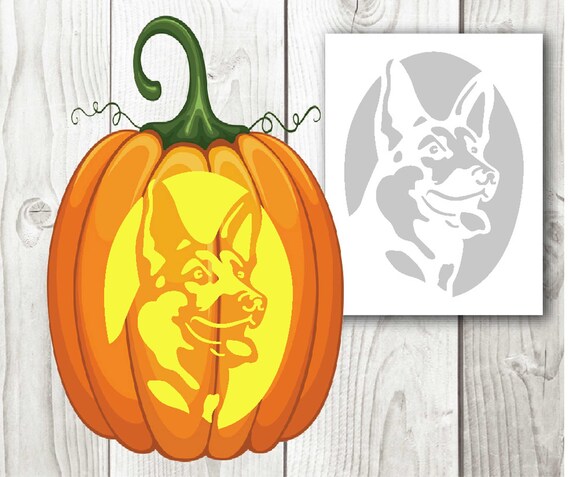 German shephard halloween dogs pumpkin carving stencil templates instant download digital file instant download