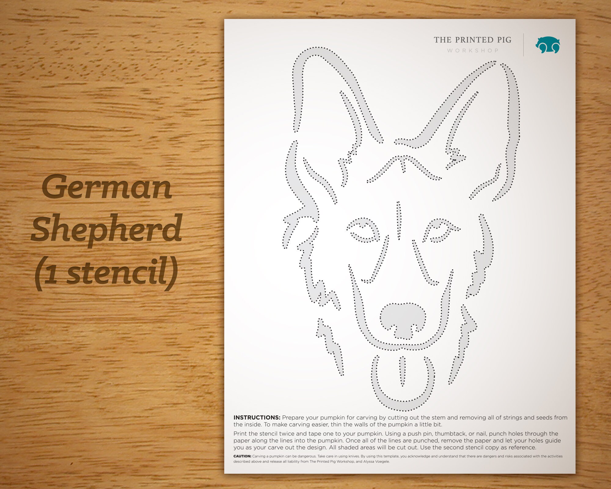 Printable pumpkin carving pattern german shepherd