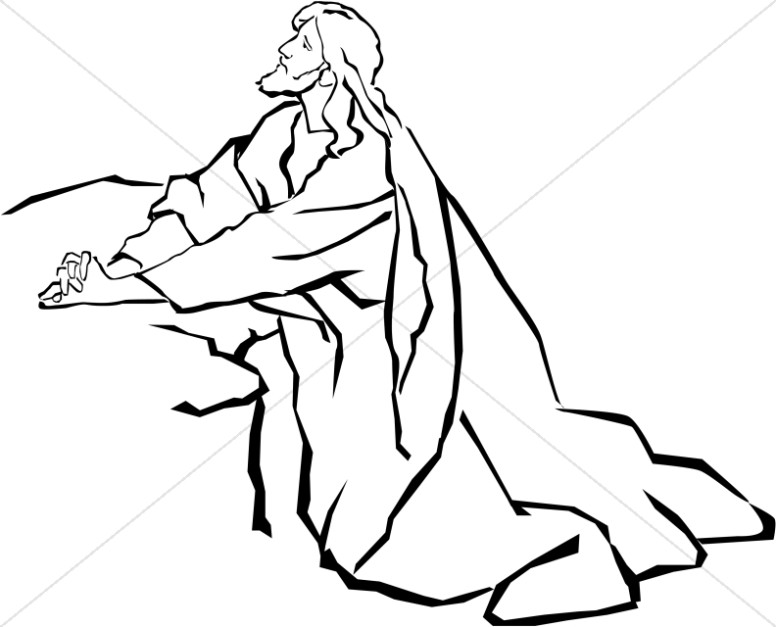 Jesus in the garden of gethsemane in black and white clover media
