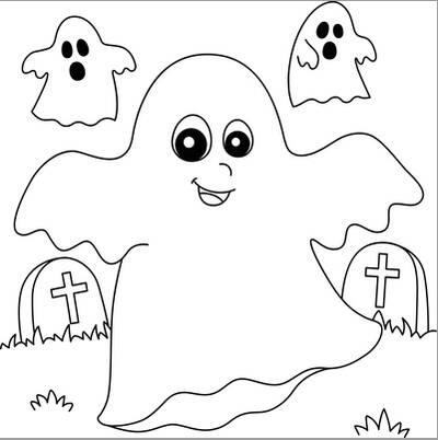 Ghost halloween coloring page for kids photographic print