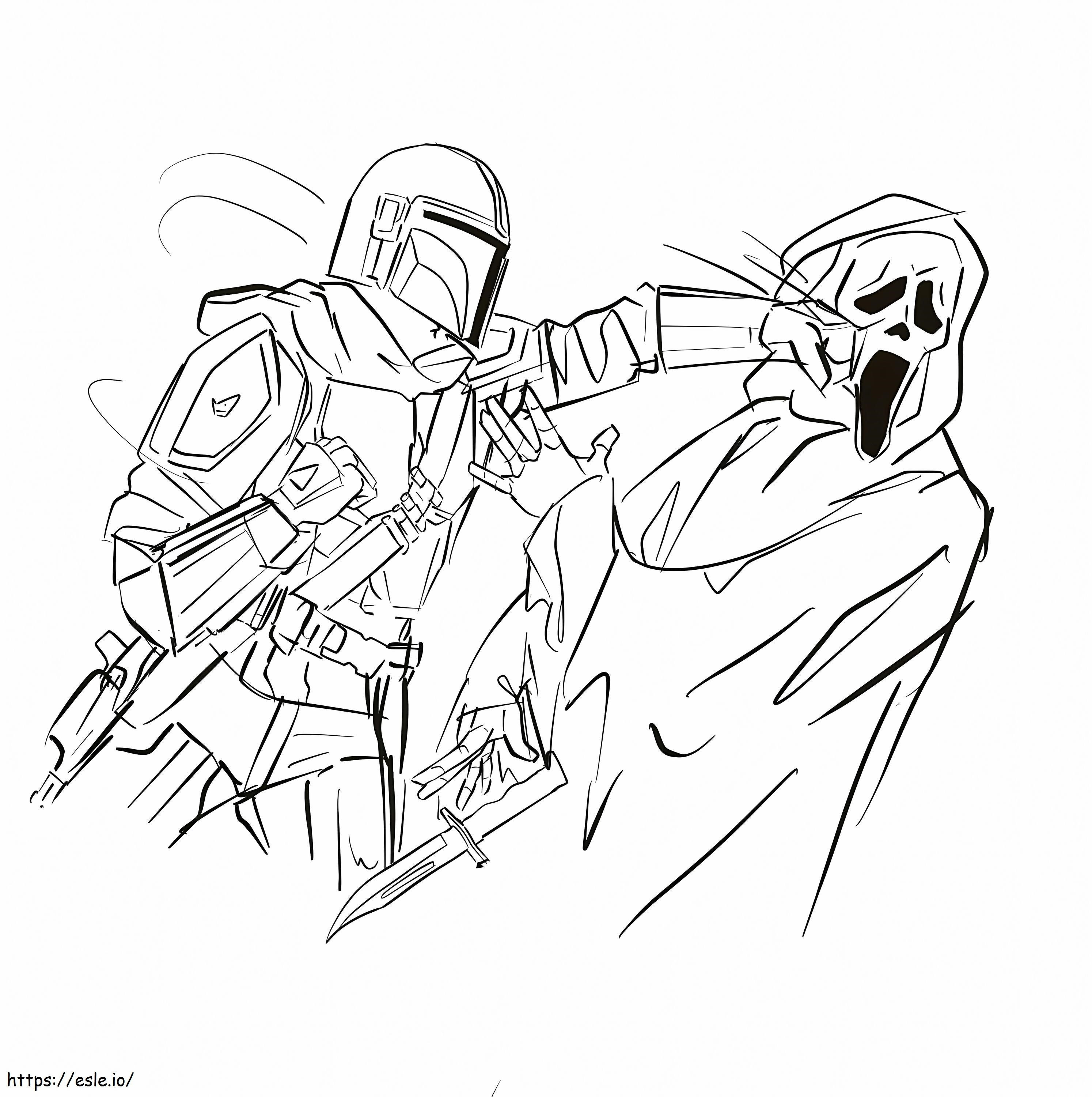 Knight vs ghost face coloring page