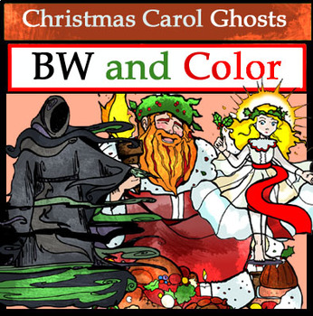 Christmas carol ghosts past present and future bwcolor by illumismart