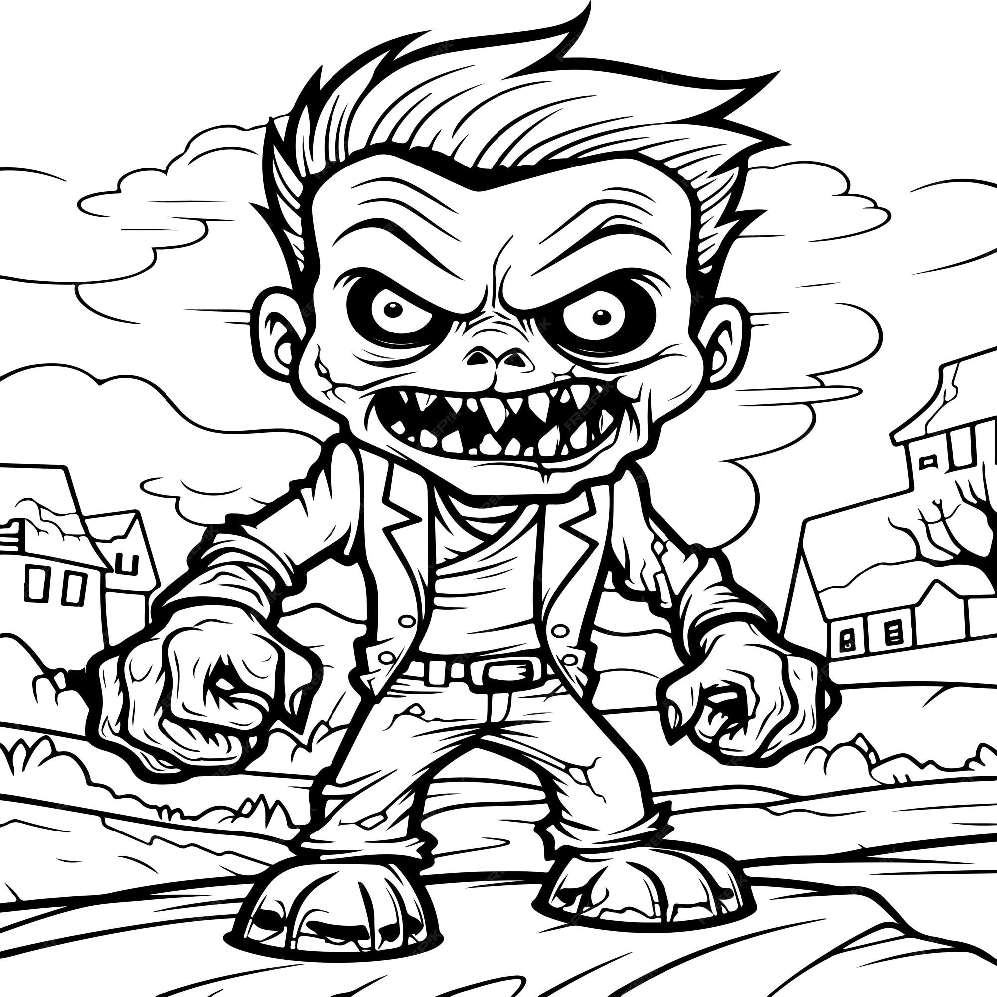 Premium vector halloween ghoul coloring page