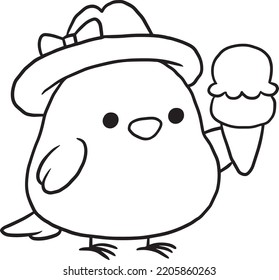 Chicken cartoon cute doodle coloring page stock vector royalty free