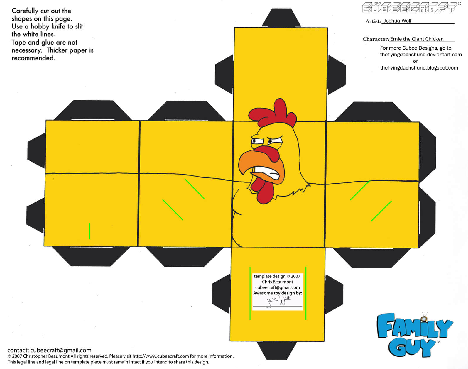 Ernie the giant chicken paper toy free printable papercraft templates