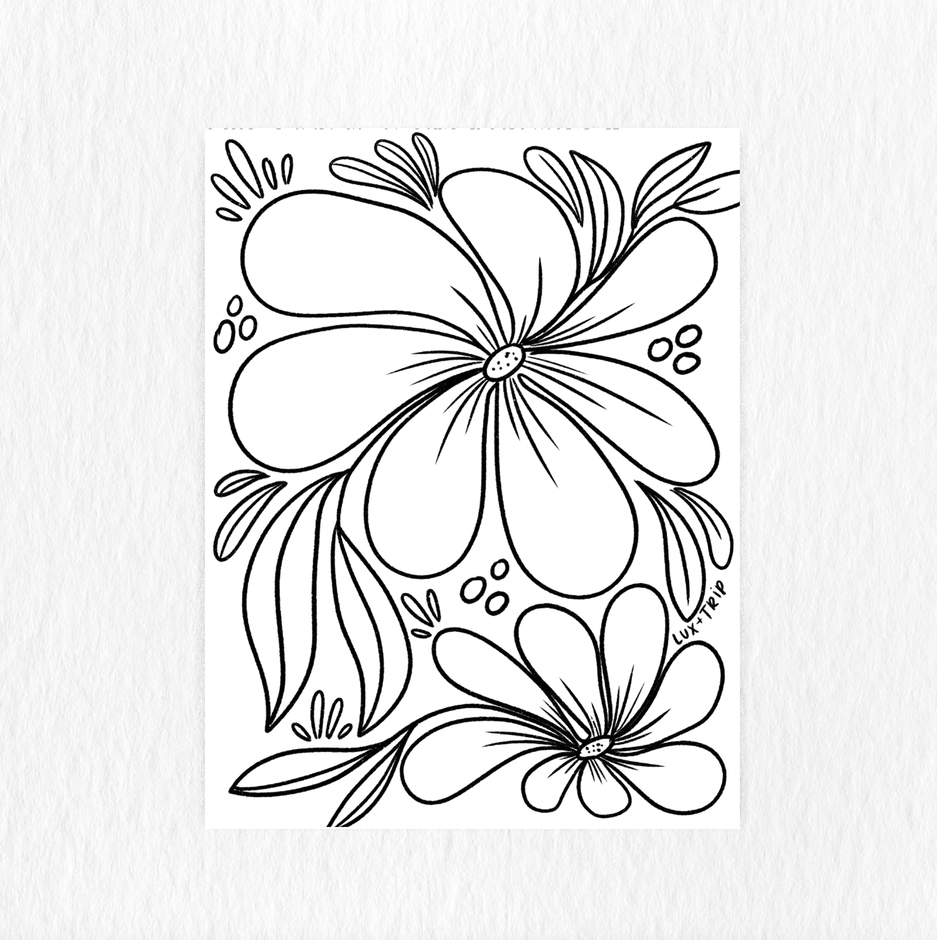 Printable large florals coloring page â lux trip