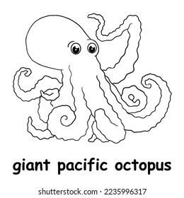 Kids line illustration coloring giant pacific stock vector royalty free