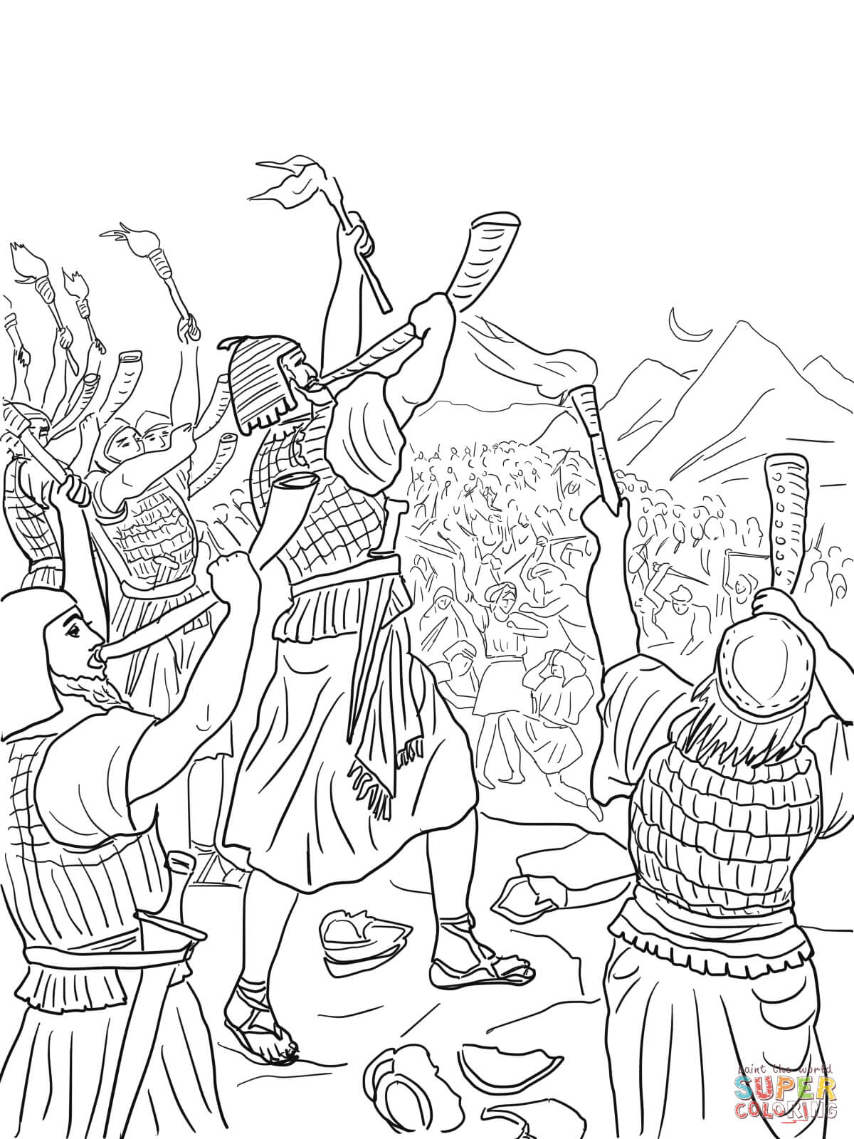 Gideons battle against the midianites coloring page free printable coloring pages