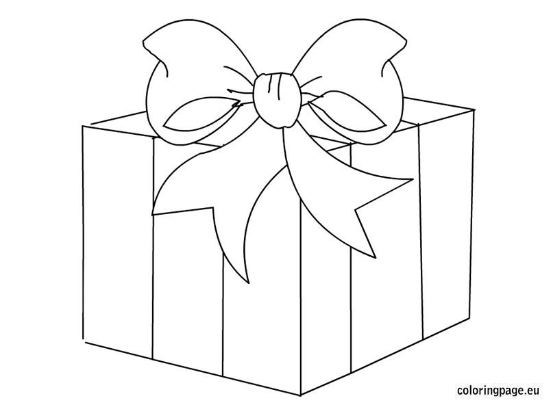 Gift box clip art coloring page