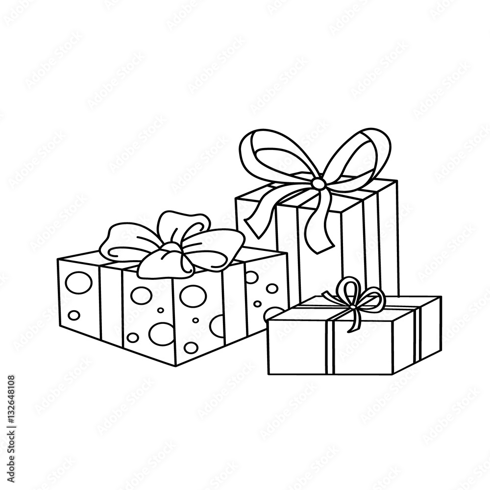 Coloring page outline of cartoon holiday gifts coloring book for kids vector