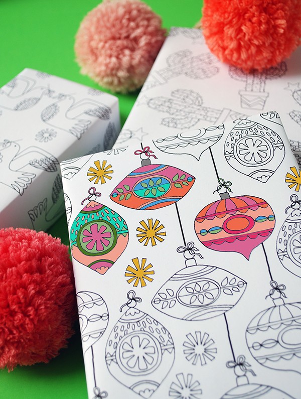 Free printables to colour in christmas wrapping paper and gift tags