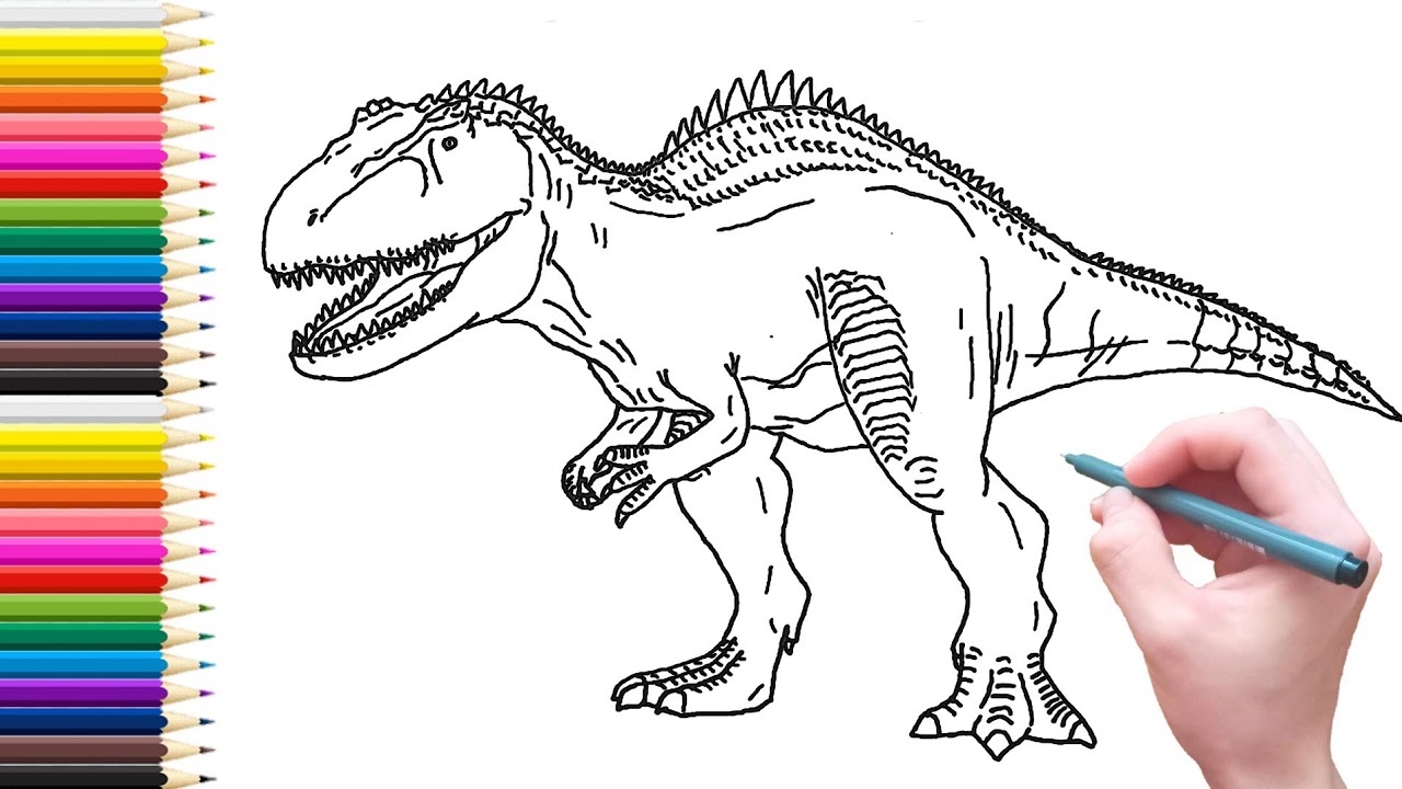 How to draw giganotosaurus fro jurassic world doinion draw for kids