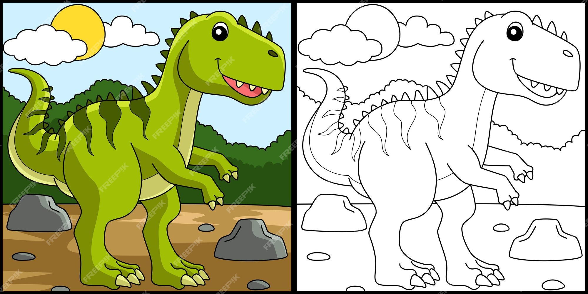Premium vector giganotosaurus dinosaur coloring page illustration