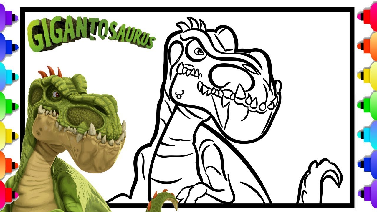How to draw giganto fro disney juniors new show gigantosaurus ð dinosaur coloring pages for kids