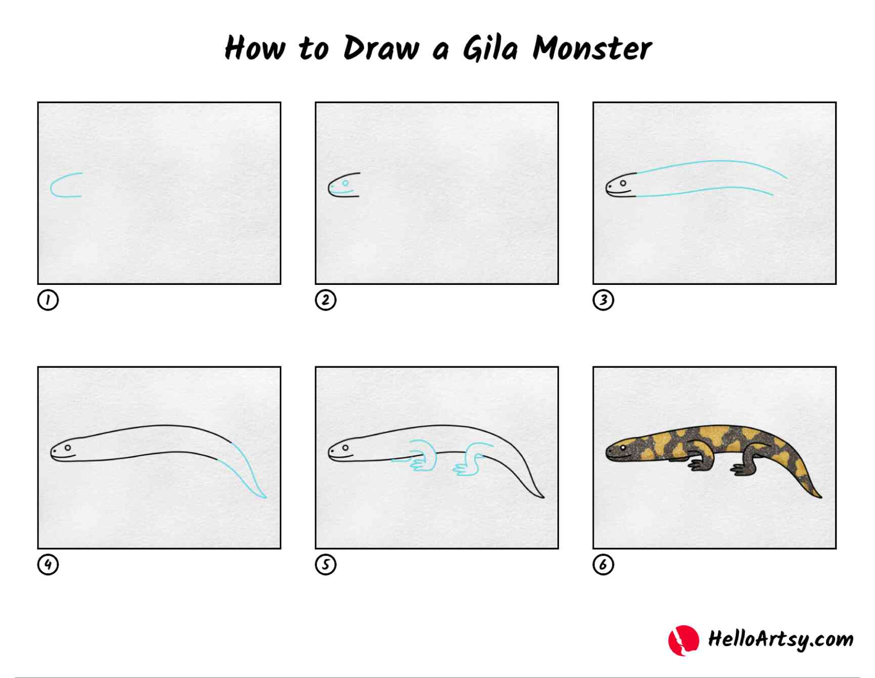 How to draw a gila monster