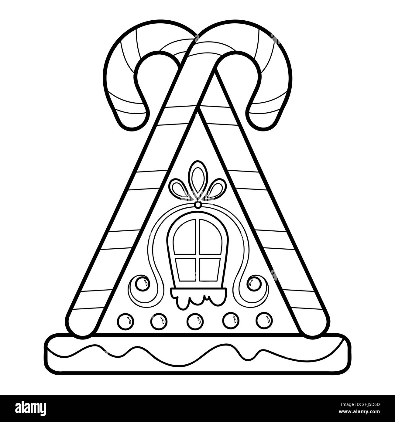 Christmas coloring book or page for kids gingerbread house black and white illustration stock photo