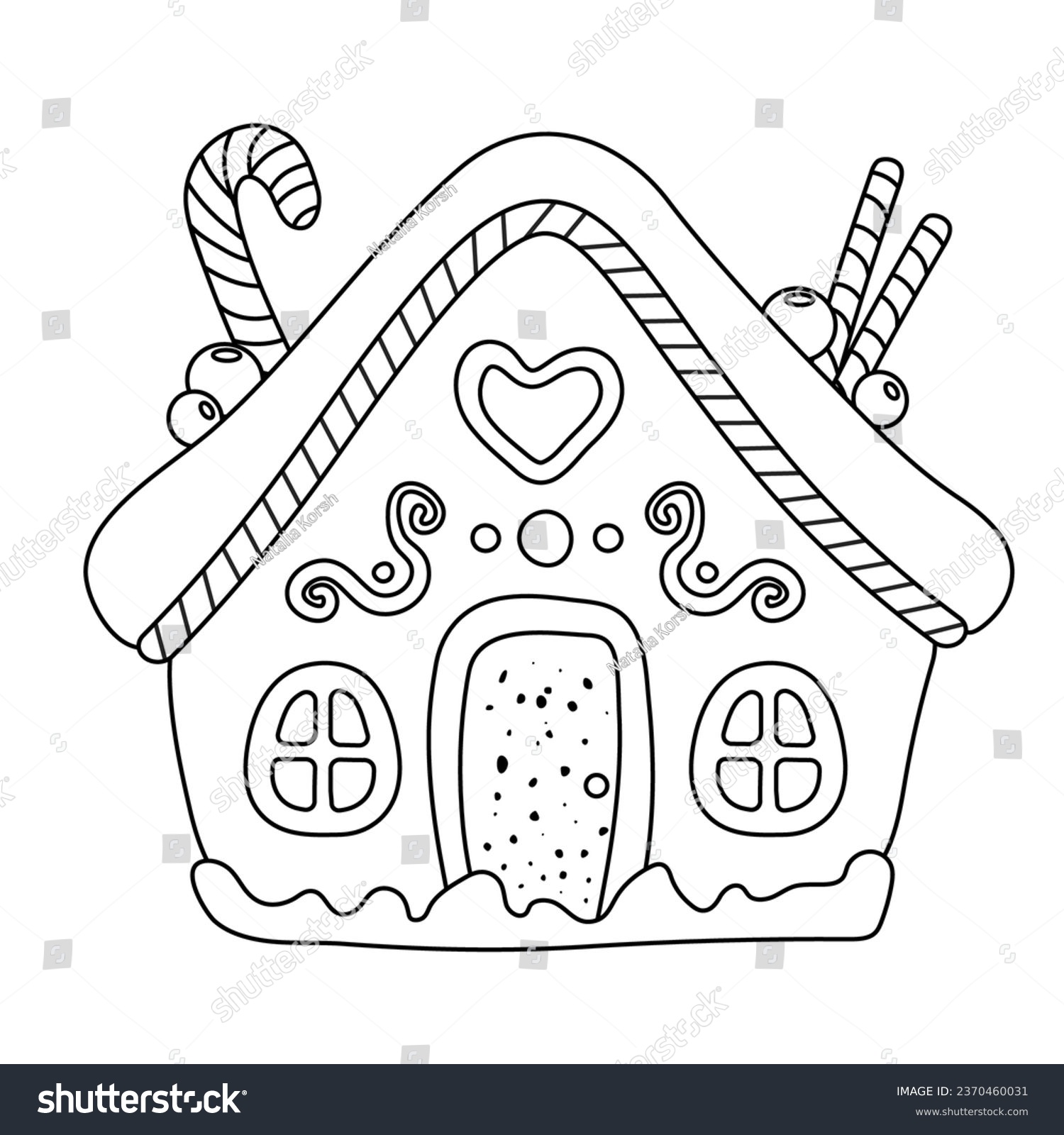 Coloring pages gingerbread houses outline vector stock vector royalty free
