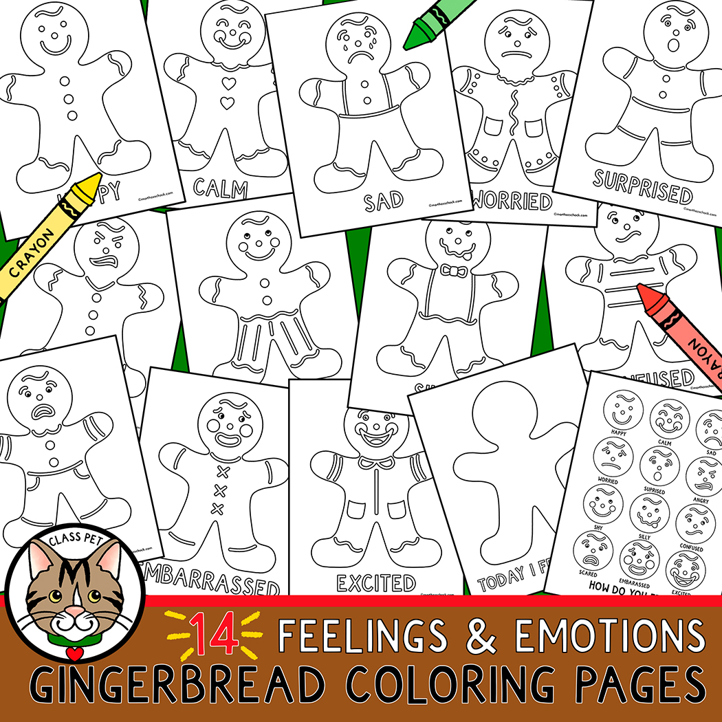 Sel feelings and emotions gingerbread coloring pages made by teachers