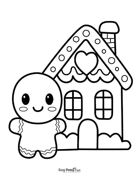 Free printable gingerbread house coloring pages