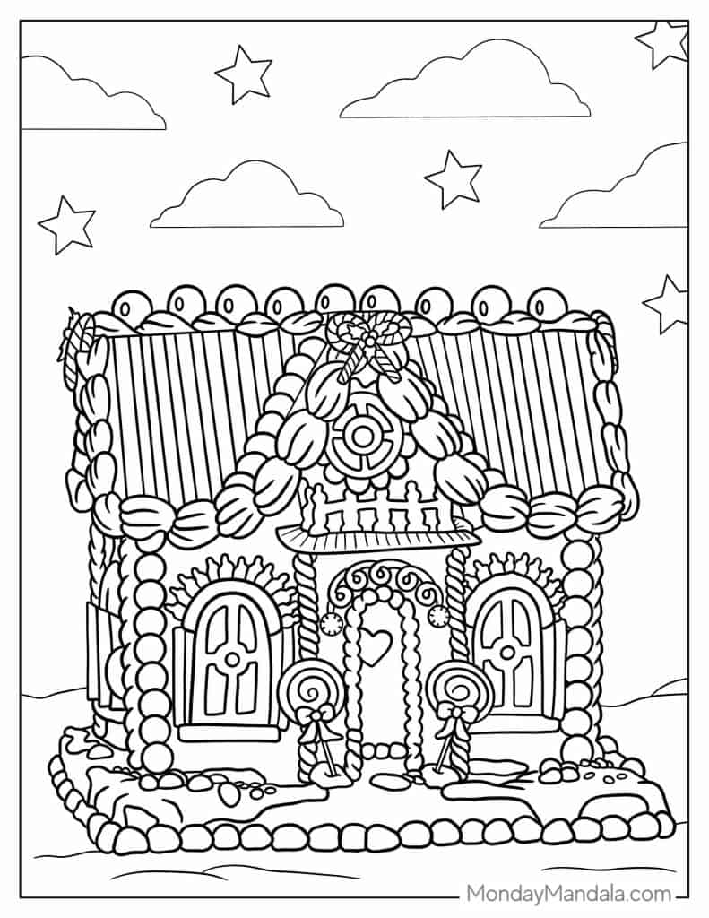Gingerbread house coloring pages free pdf printables
