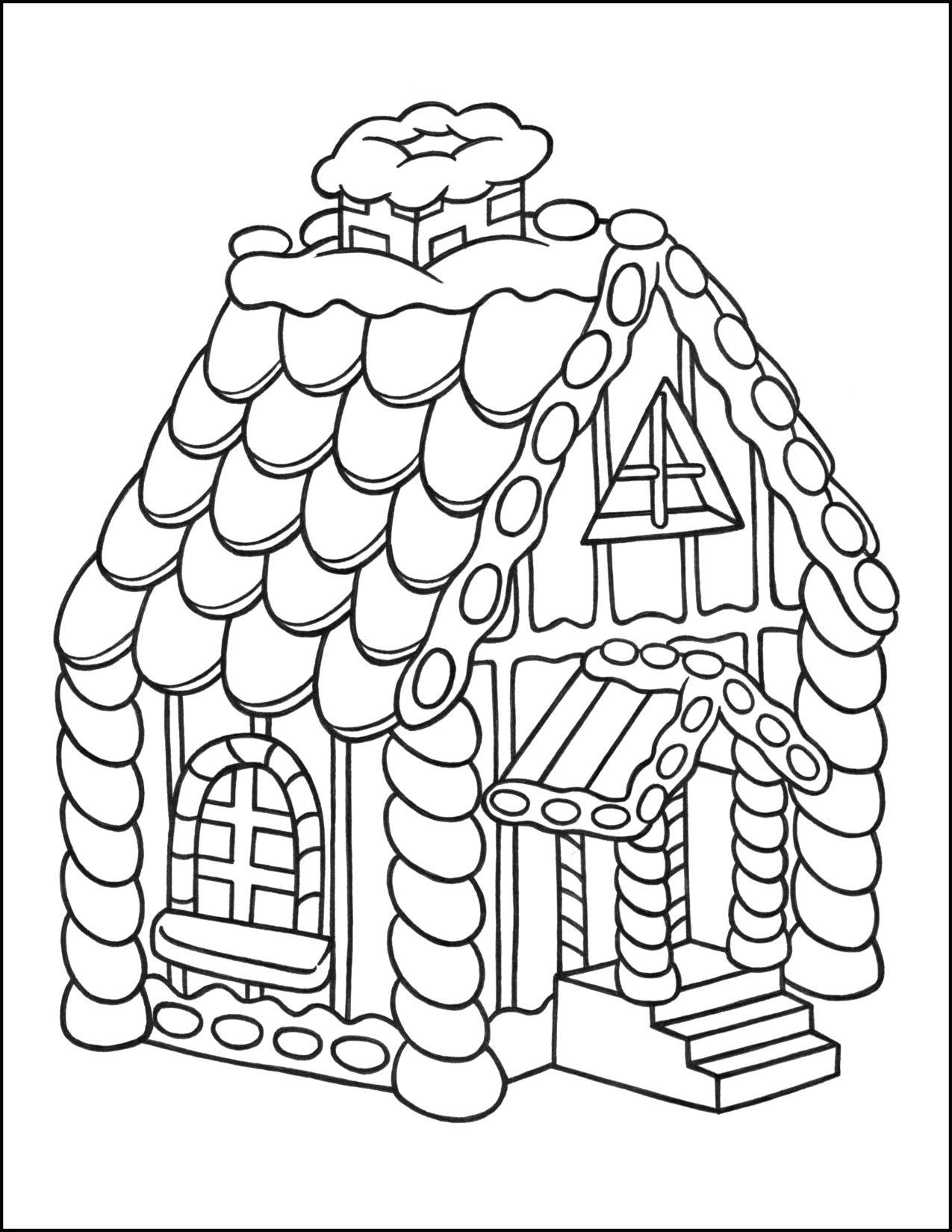 Gingerbread house christmas coloring page