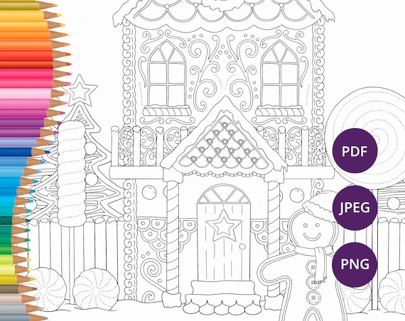 Christmas coloring pages gingerbread house printable colouring pages for adults festive download xmas colouring print winter coloring