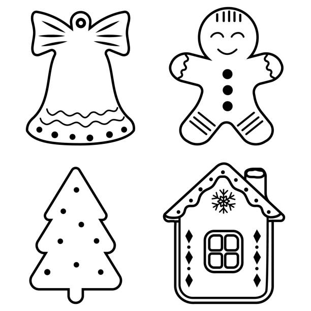 Gingerbread man coloring page stock illustrations royalty