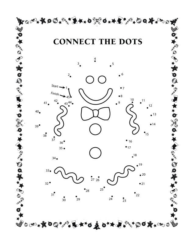 Connect the dots activity sheets christmas kindergarten gingerbread man holiday crafts for kids