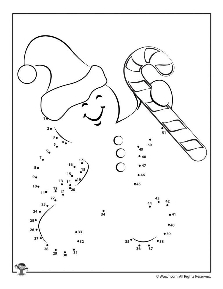 Gingerbread man connect the dots printable worksheet woo jr kids activities childrens publishing christmas worksheets christmas activity book dot worksheets