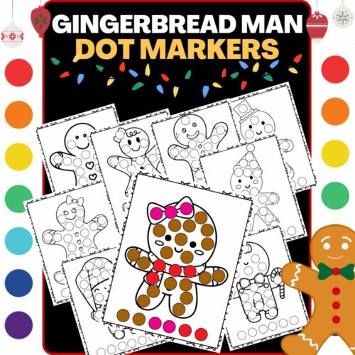 Gingerbread man dot markersbingo dabbers winter coloring pages for toddlers made by teachers