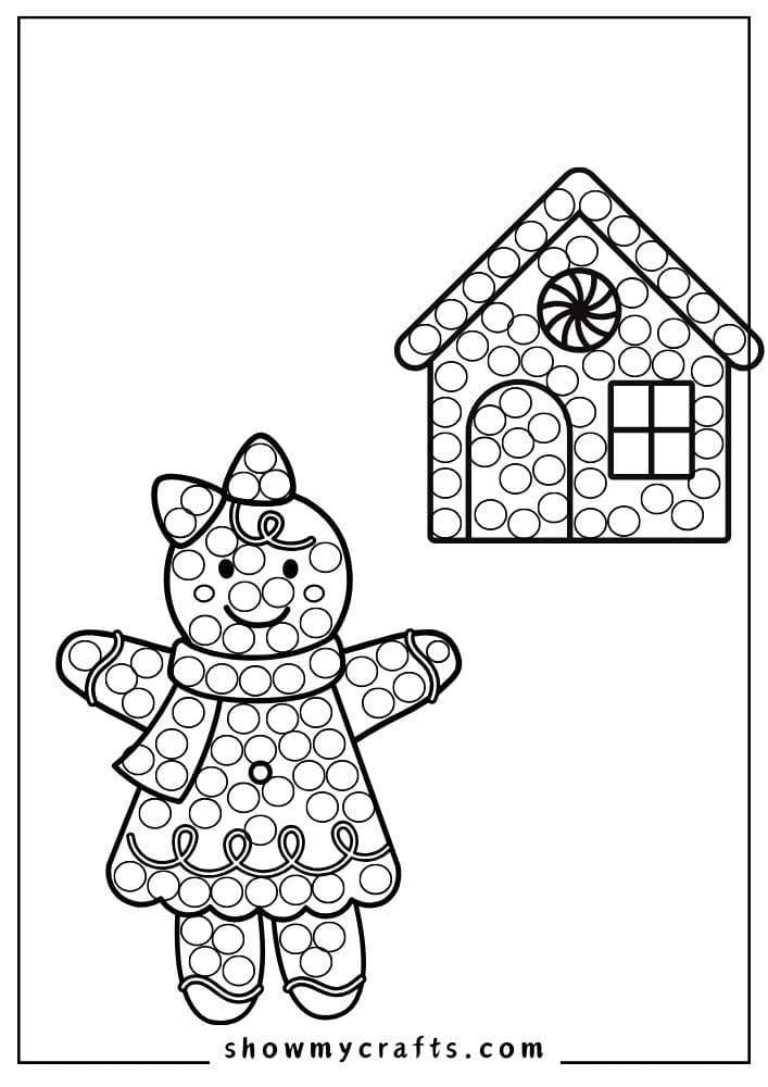 Gingerbread man dot painting for kids free printables