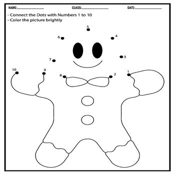 Gingerbread man dot to dot coloring page