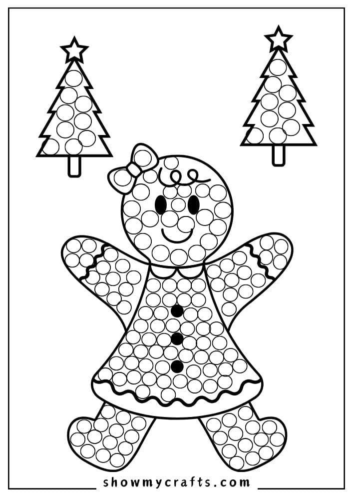 Gingerbread man dot painting for kids free printables