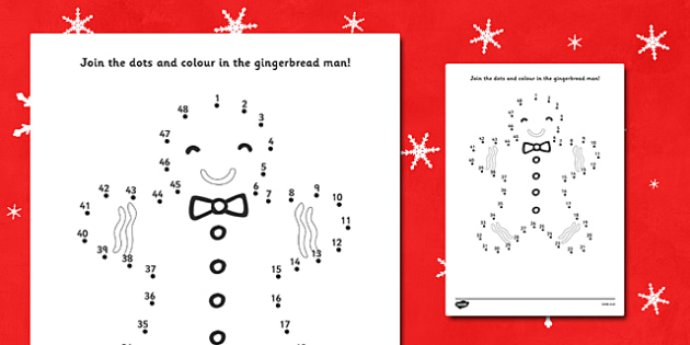 Gingerbread man dot to dot sheet teacher made