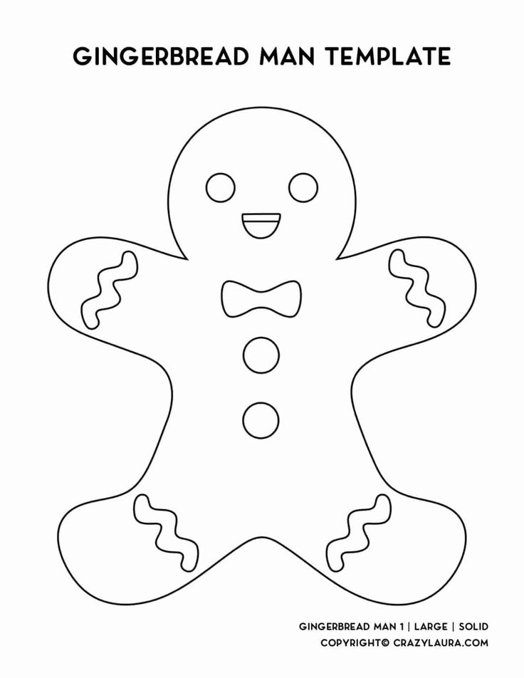 Free gingerbread man template and coloring page